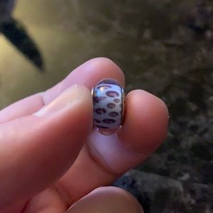 Purple and pink cheetah glass charm